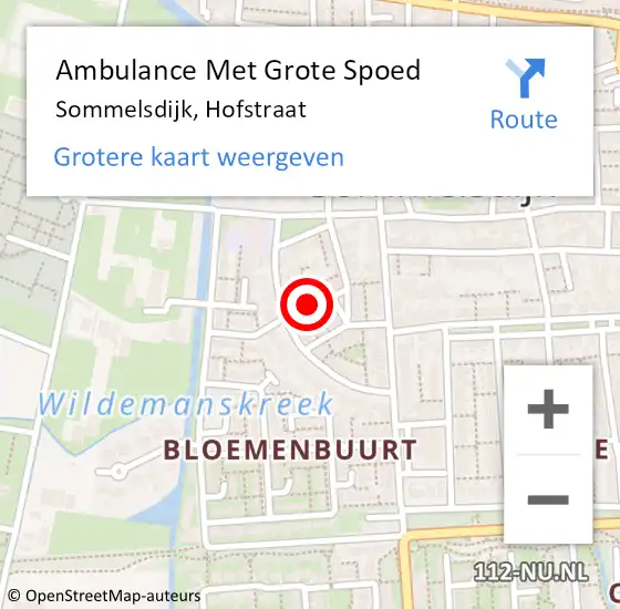 Locatie op kaart van de 112 melding: Ambulance Met Grote Spoed Naar Sommelsdijk, Hofstraat op 15 mei 2017 22:44