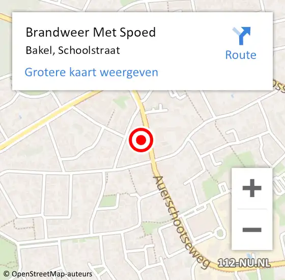 Locatie op kaart van de 112 melding: Brandweer Met Spoed Naar Bakel, Schoolstraat op 16 mei 2017 00:44