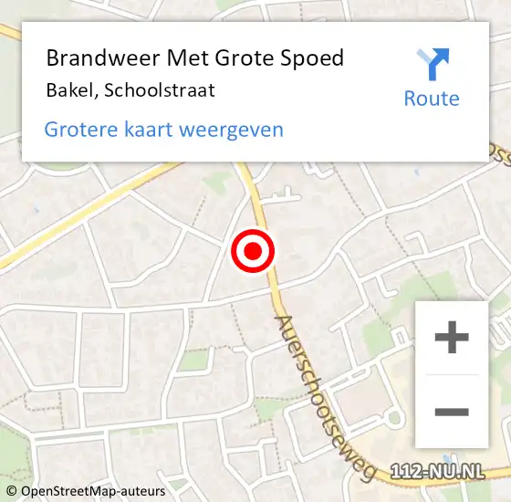 Locatie op kaart van de 112 melding: Brandweer Met Grote Spoed Naar Bakel, Schoolstraat op 16 mei 2017 00:46