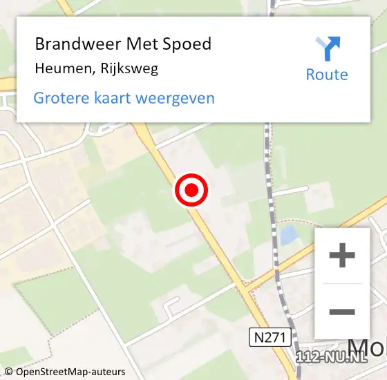 Locatie op kaart van de 112 melding: Brandweer Met Spoed Naar Heumen, Rijksweg op 16 mei 2017 01:08