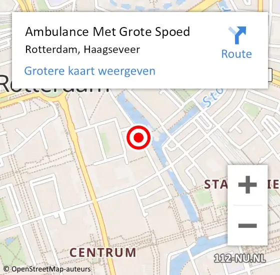 Locatie op kaart van de 112 melding: Ambulance Met Grote Spoed Naar Rotterdam, Haagseveer op 16 mei 2017 01:26