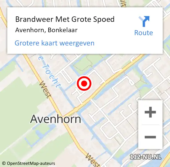 Locatie op kaart van de 112 melding: Brandweer Met Grote Spoed Naar Avenhorn, Bonkelaar op 16 mei 2017 05:09