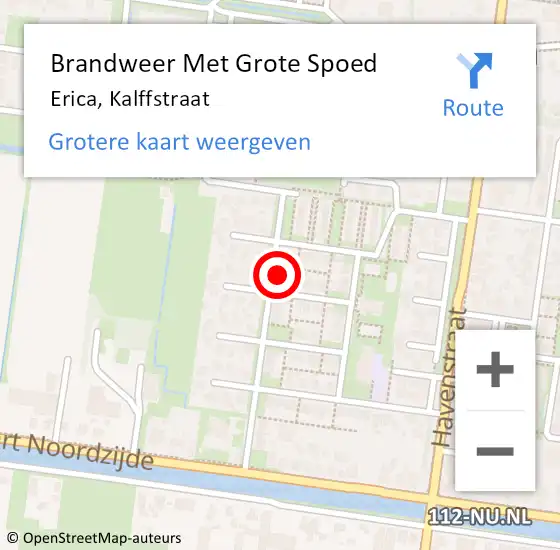 Locatie op kaart van de 112 melding: Brandweer Met Grote Spoed Naar Erica, Kalffstraat op 16 mei 2017 05:23