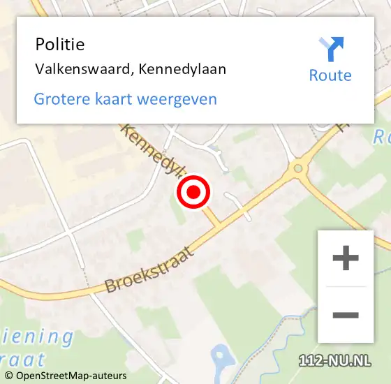 Locatie op kaart van de 112 melding: Politie Valkenswaard, Kennedylaan op 16 mei 2017 07:05