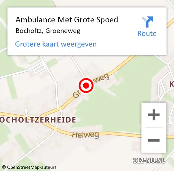 Locatie op kaart van de 112 melding: Ambulance Met Grote Spoed Naar Bocholtz, Groeneweg op 20 januari 2014 16:14