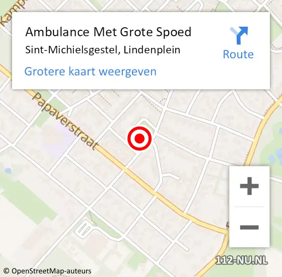 Locatie op kaart van de 112 melding: Ambulance Met Grote Spoed Naar Sint-Michielsgestel, Lindenplein op 16 mei 2017 09:12