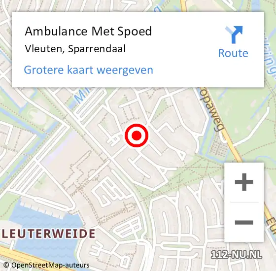 Locatie op kaart van de 112 melding: Ambulance Met Spoed Naar Vleuten, Sparrendaal op 16 mei 2017 09:15