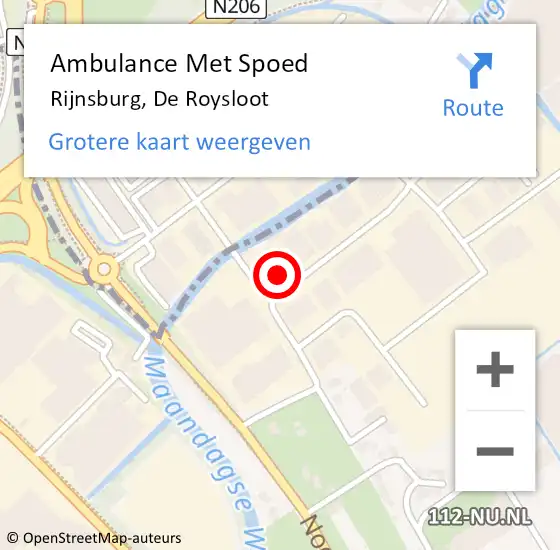 Locatie op kaart van de 112 melding: Ambulance Met Spoed Naar Rijnsburg, De Roysloot op 16 mei 2017 09:43