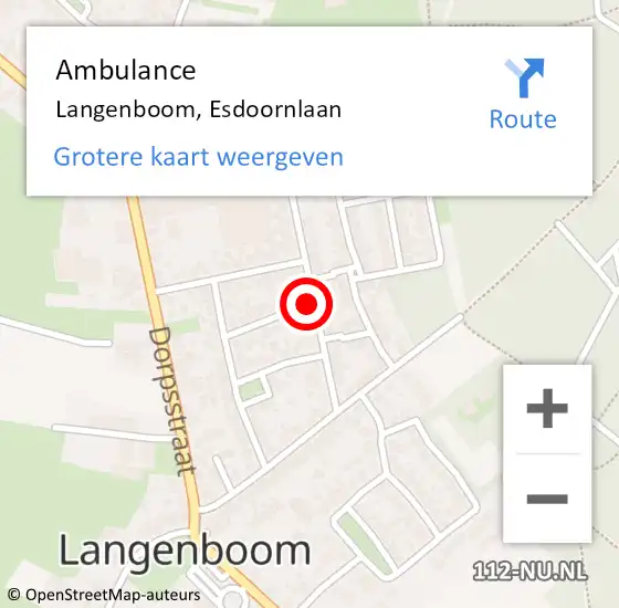 Locatie op kaart van de 112 melding: Ambulance Langenboom, Esdoornlaan op 16 mei 2017 09:44