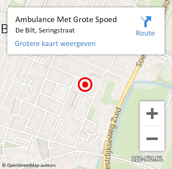 Locatie op kaart van de 112 melding: Ambulance Met Grote Spoed Naar De Bilt, Seringstraat op 16 mei 2017 10:39