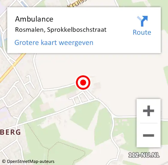 Locatie op kaart van de 112 melding: Ambulance Rosmalen, Sprokkelboschstraat op 16 mei 2017 11:09