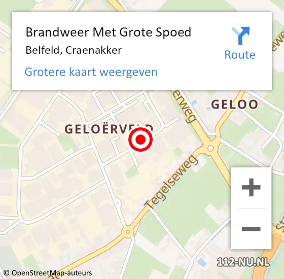 Locatie op kaart van de 112 melding: Brandweer Met Grote Spoed Naar Belfeld, Craenakker op 16 mei 2017 11:23