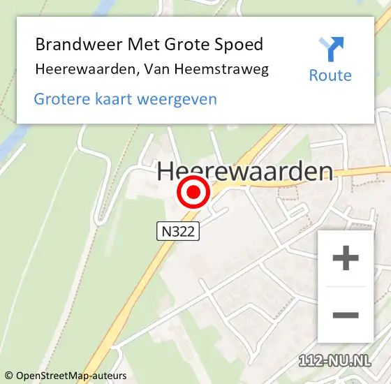 Locatie op kaart van de 112 melding: Brandweer Met Grote Spoed Naar Heerewaarden, Van Heemstraweg op 16 mei 2017 11:31