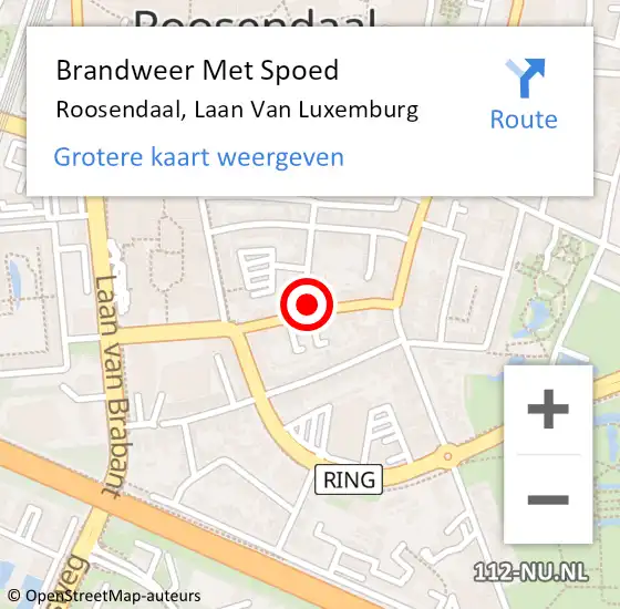 Locatie op kaart van de 112 melding: Brandweer Met Spoed Naar Roosendaal, Laan Van Luxemburg op 16 mei 2017 11:31