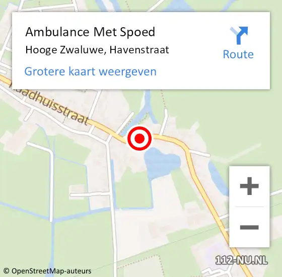 Locatie op kaart van de 112 melding: Ambulance Met Spoed Naar Hooge Zwaluwe, Havenstraat op 16 mei 2017 11:34