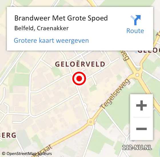 Locatie op kaart van de 112 melding: Brandweer Met Grote Spoed Naar Belfeld, Craenakker op 16 mei 2017 11:40