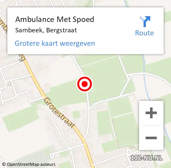 Locatie op kaart van de 112 melding: Ambulance Met Spoed Naar Sambeek, Bergstraat op 16 mei 2017 12:21