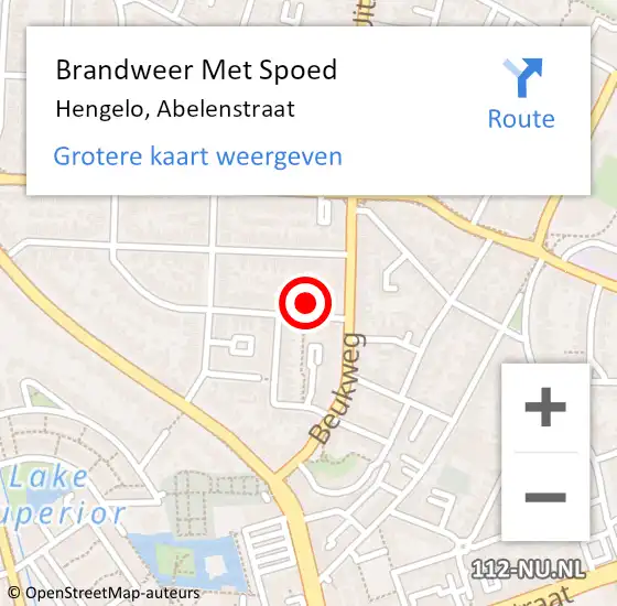 Locatie op kaart van de 112 melding: Brandweer Met Spoed Naar Hengelo, Abelenstraat op 16 mei 2017 12:35