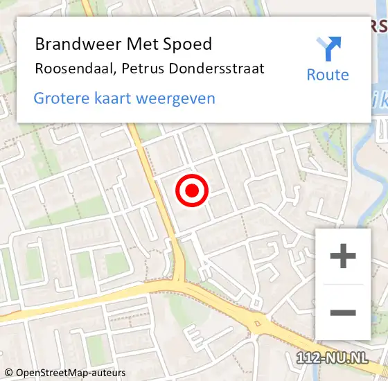 Locatie op kaart van de 112 melding: Brandweer Met Spoed Naar Roosendaal, Petrus Dondersstraat op 16 mei 2017 13:15