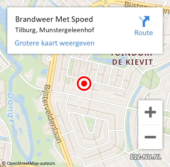 Locatie op kaart van de 112 melding: Brandweer Met Spoed Naar Tilburg, Munstergeleenhof op 16 mei 2017 13:34