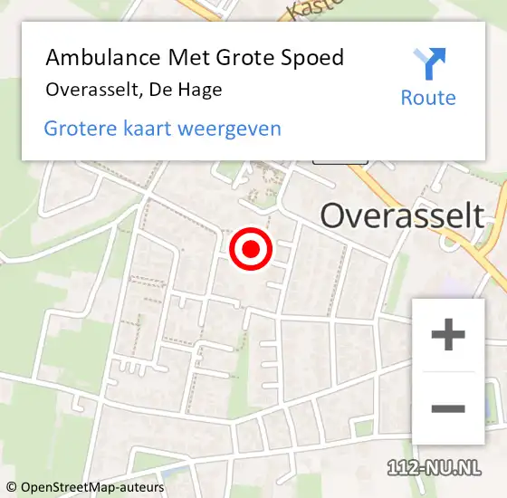 Locatie op kaart van de 112 melding: Ambulance Met Grote Spoed Naar Overasselt, De Hage op 16 mei 2017 14:05