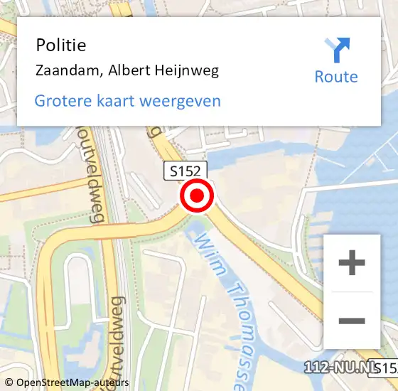 Locatie op kaart van de 112 melding: Politie Zaandam, Albert Heijnweg op 16 mei 2017 14:23