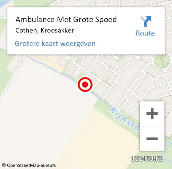 Locatie op kaart van de 112 melding: Ambulance Met Grote Spoed Naar Cothen, Kroosakker op 16 mei 2017 14:33