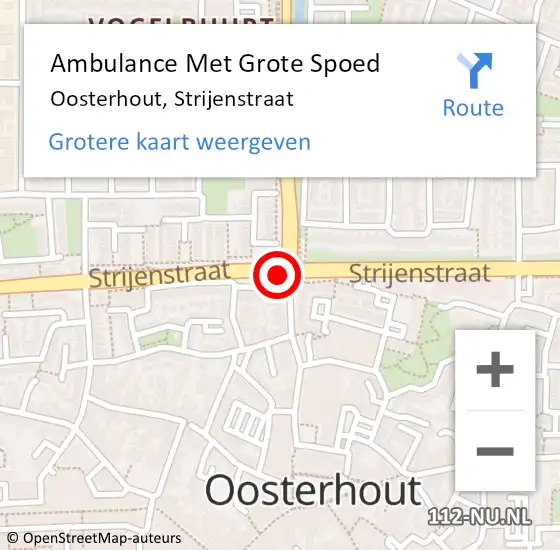 Locatie op kaart van de 112 melding: Ambulance Met Grote Spoed Naar Oosterhout nb, Strijenstraat op 16 mei 2017 14:33