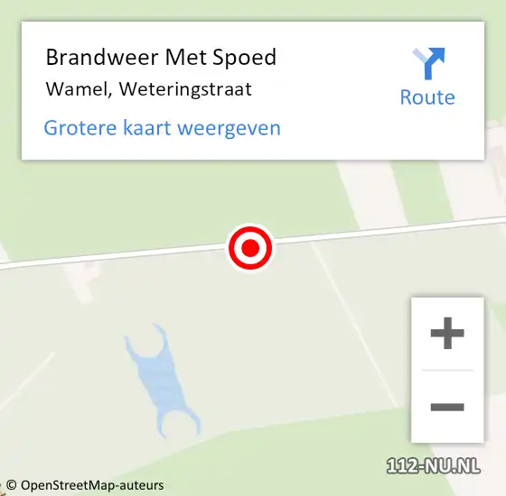 Locatie op kaart van de 112 melding: Brandweer Met Spoed Naar Wamel, Weteringstraat op 16 mei 2017 14:37