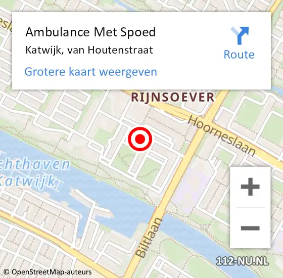 Locatie op kaart van de 112 melding: Ambulance Met Spoed Naar Katwijk, van Houtenstraat op 16 mei 2017 15:06