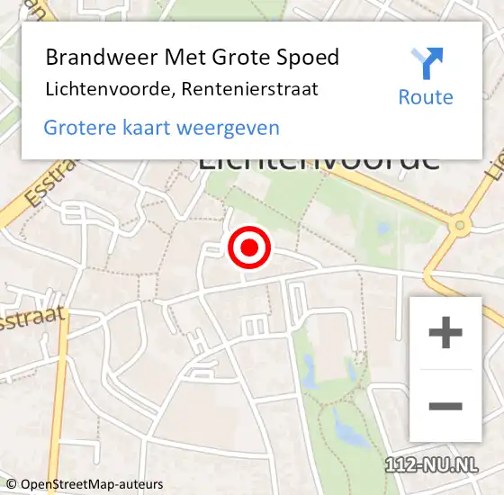 Locatie op kaart van de 112 melding: Brandweer Met Grote Spoed Naar Lichtenvoorde, Rentenierstraat op 16 mei 2017 16:53