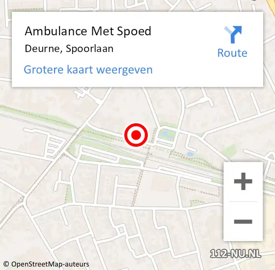 Locatie op kaart van de 112 melding: Ambulance Met Spoed Naar Deurne, Spoorlaan op 16 mei 2017 17:11