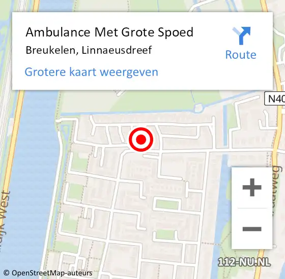 Locatie op kaart van de 112 melding: Ambulance Met Grote Spoed Naar Breukelen, Linnaeusdreef op 16 mei 2017 18:47