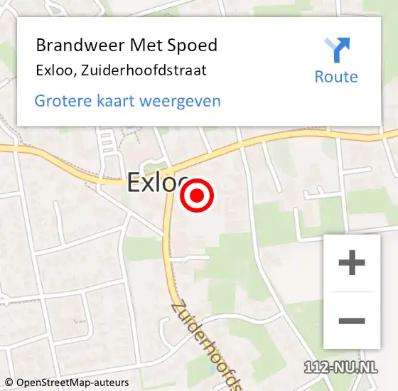 Locatie op kaart van de 112 melding: Brandweer Met Spoed Naar Exloo, Zuiderhoofdstraat op 16 mei 2017 18:48