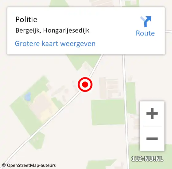 Locatie op kaart van de 112 melding: Politie Bergeijk, Hongarijesedijk op 16 mei 2017 18:54