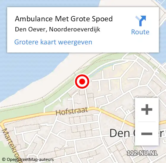 Locatie op kaart van de 112 melding: Ambulance Met Grote Spoed Naar Den Oever, Noorderoeverdijk op 16 mei 2017 18:56