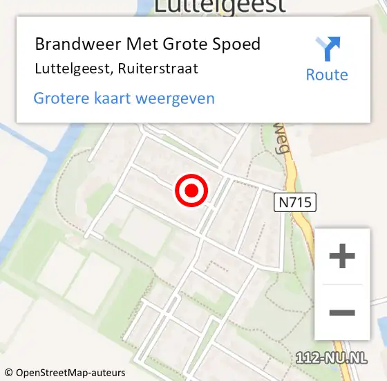 Locatie op kaart van de 112 melding: Brandweer Met Grote Spoed Naar Luttelgeest, Ruiterstraat op 16 mei 2017 19:04