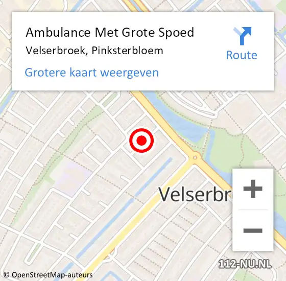 Locatie op kaart van de 112 melding: Ambulance Met Grote Spoed Naar Velserbroek, Pinksterbloem op 16 mei 2017 20:37