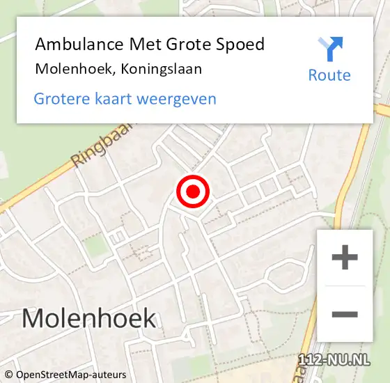 Locatie op kaart van de 112 melding: Ambulance Met Grote Spoed Naar Molenhoek, Koningslaan op 16 mei 2017 21:23