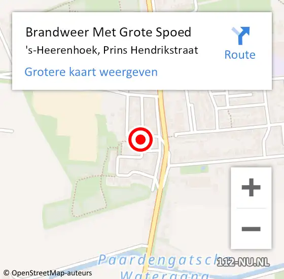 Locatie op kaart van de 112 melding: Brandweer Met Grote Spoed Naar 's-Heerenhoek, Prins Hendrikstraat op 16 mei 2017 22:01