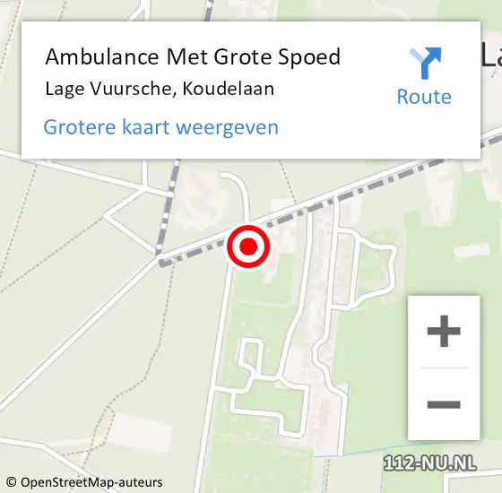 Locatie op kaart van de 112 melding: Ambulance Met Grote Spoed Naar Lage Vuursche, Koudelaan op 16 mei 2017 22:14
