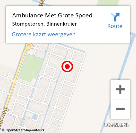 Locatie op kaart van de 112 melding: Ambulance Met Grote Spoed Naar Stompetoren, Binnenkruier op 16 mei 2017 22:47