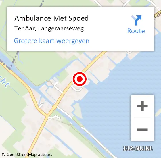 Locatie op kaart van de 112 melding: Ambulance Met Spoed Naar Ter Aar, Langeraarseweg op 16 mei 2017 23:19