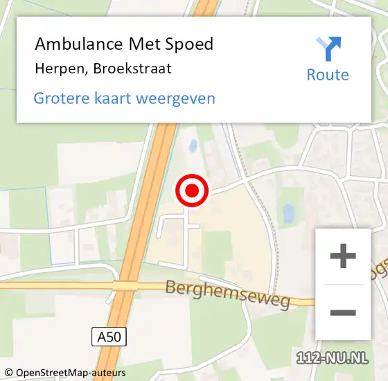 Locatie op kaart van de 112 melding: Ambulance Met Spoed Naar Herpen, Broekstraat op 17 mei 2017 00:16