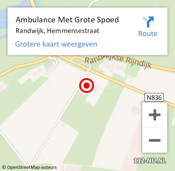 Locatie op kaart van de 112 melding: Ambulance Met Grote Spoed Naar Randwijk, Hemmensestraat op 17 mei 2017 00:19