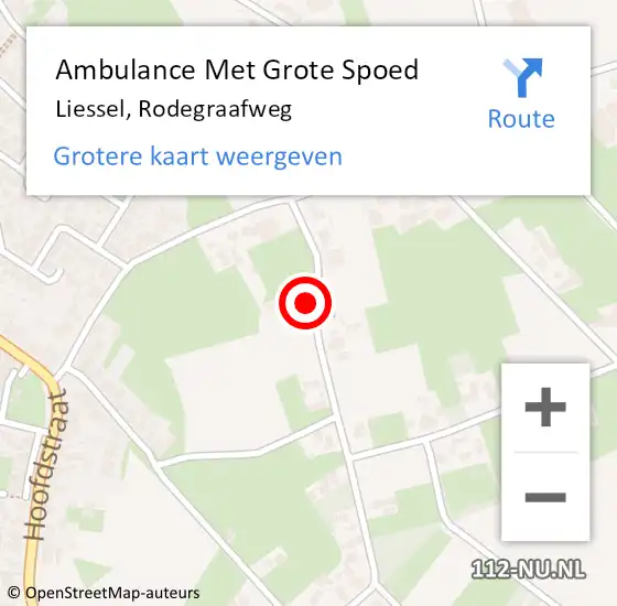 Locatie op kaart van de 112 melding: Ambulance Met Grote Spoed Naar Liessel, Rodegraafweg op 17 mei 2017 02:11