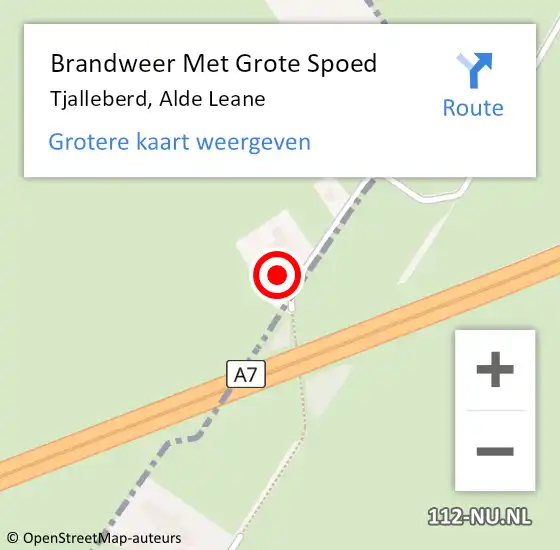 Locatie op kaart van de 112 melding: Brandweer Met Grote Spoed Naar Tjalleberd, Alde Leane op 20 januari 2014 18:00
