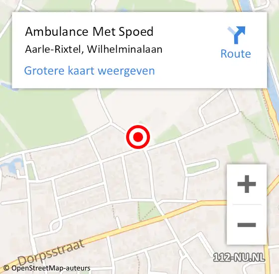 Locatie op kaart van de 112 melding: Ambulance Met Spoed Naar Aarle-Rixtel, Wilhelminalaan op 17 mei 2017 04:12