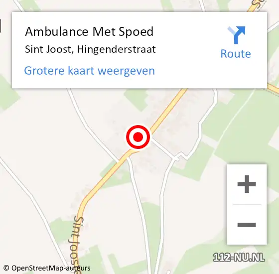 Locatie op kaart van de 112 melding: Ambulance Met Spoed Naar Sint Joost, Hingenderstraat op 17 mei 2017 05:01