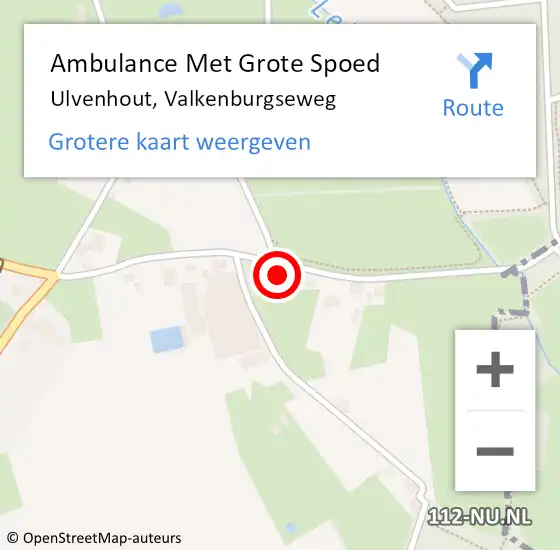 Locatie op kaart van de 112 melding: Ambulance Met Grote Spoed Naar Ulvenhout, Valkenburgseweg op 17 mei 2017 07:37